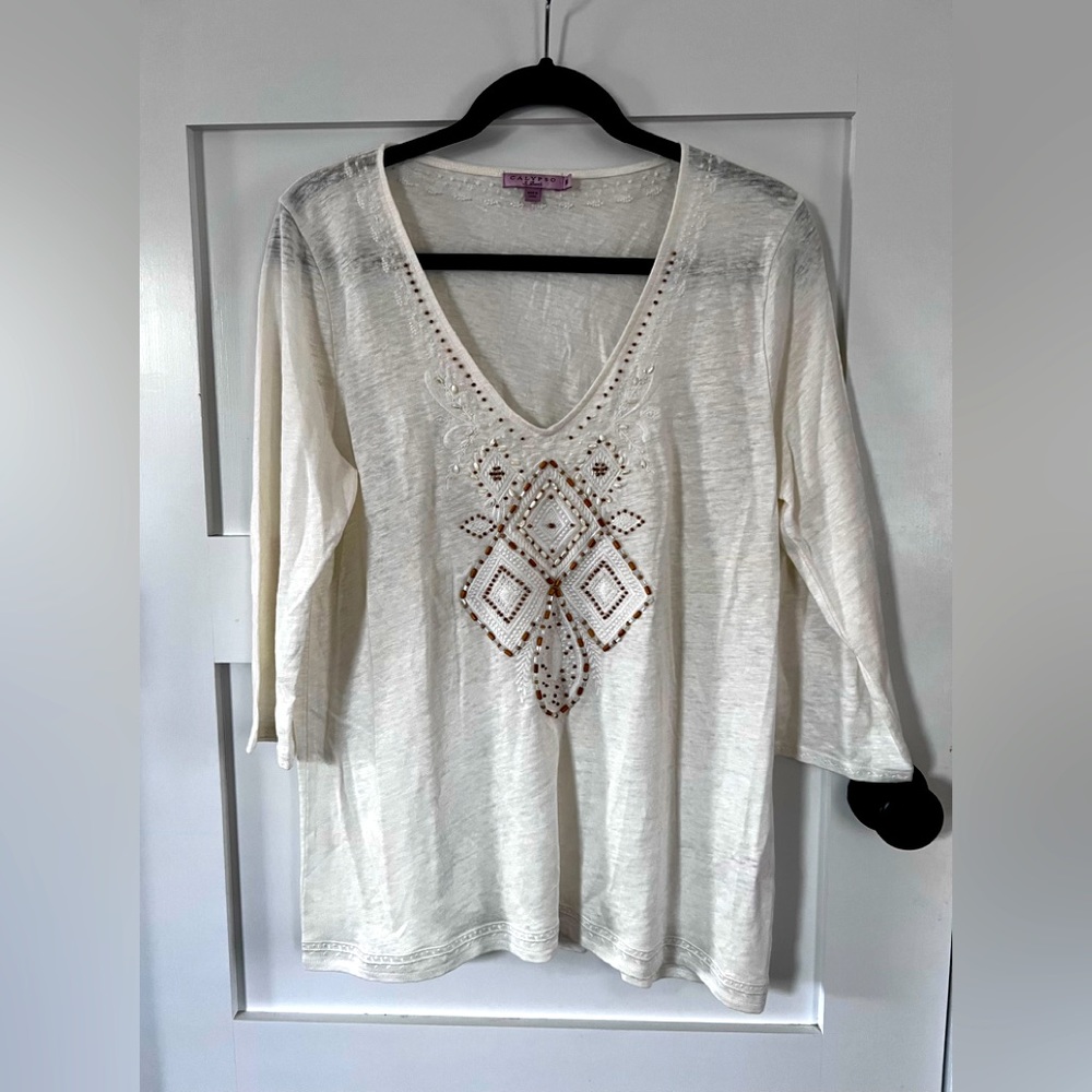 Calypso St Barth linen 3/4 sleeve shirt tunic